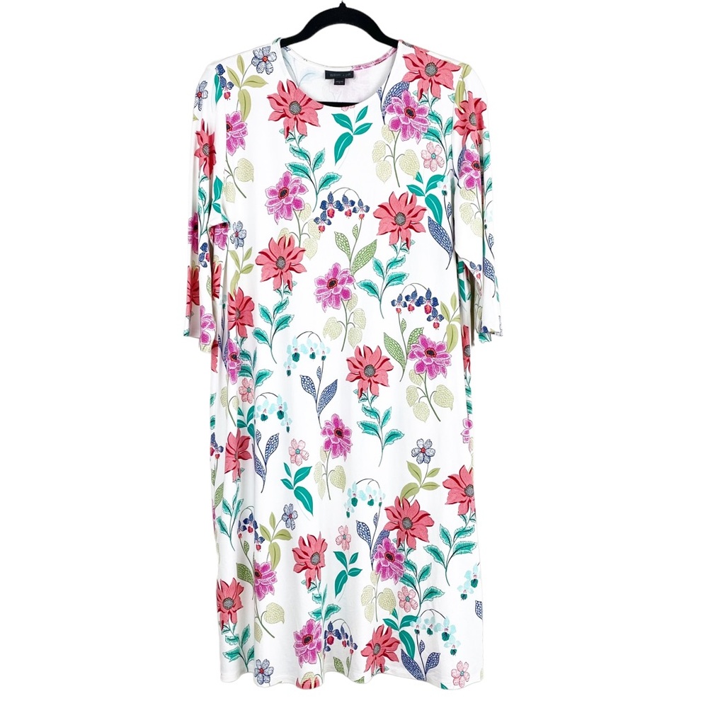 J Jill Floral Jersey Knit Shift Dress M